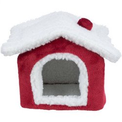 TRIXIE 92651 Xmas mikulás ház bujó kisállatoknak egér/hörcsögnek piros/fehér 15x12x15cm