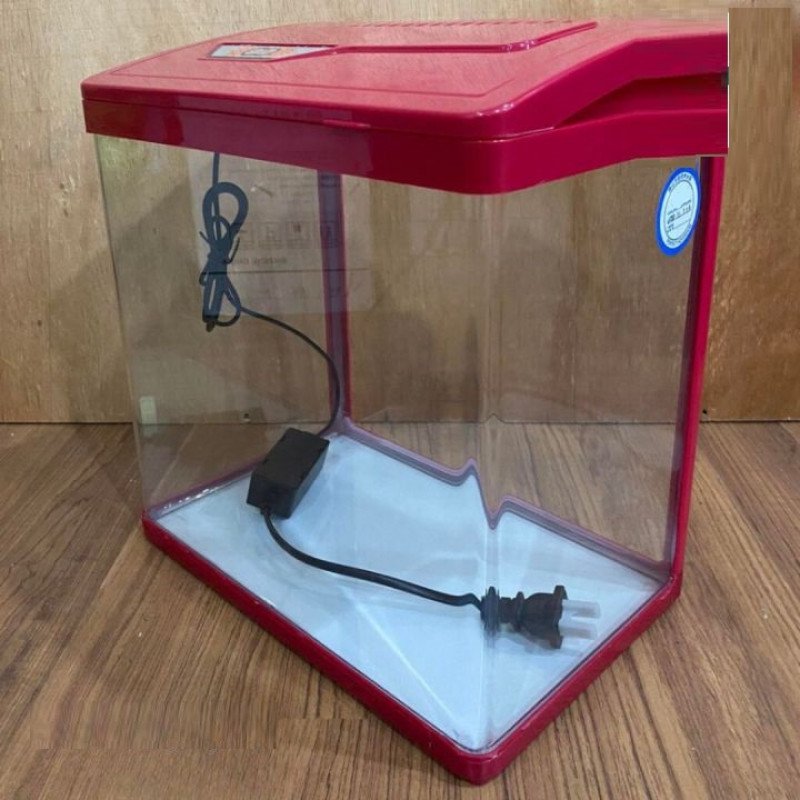 TK Akvárium szett PIROS PY-240 10 l világítással és szűrővel 23,8x16,1x26,5 cm