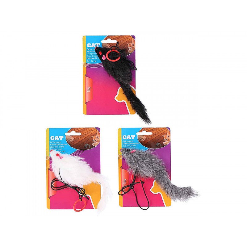 AD Cicajáték egér zsinórral 37cm 3 féle színváltozatban 036779 (XEH25203677)
