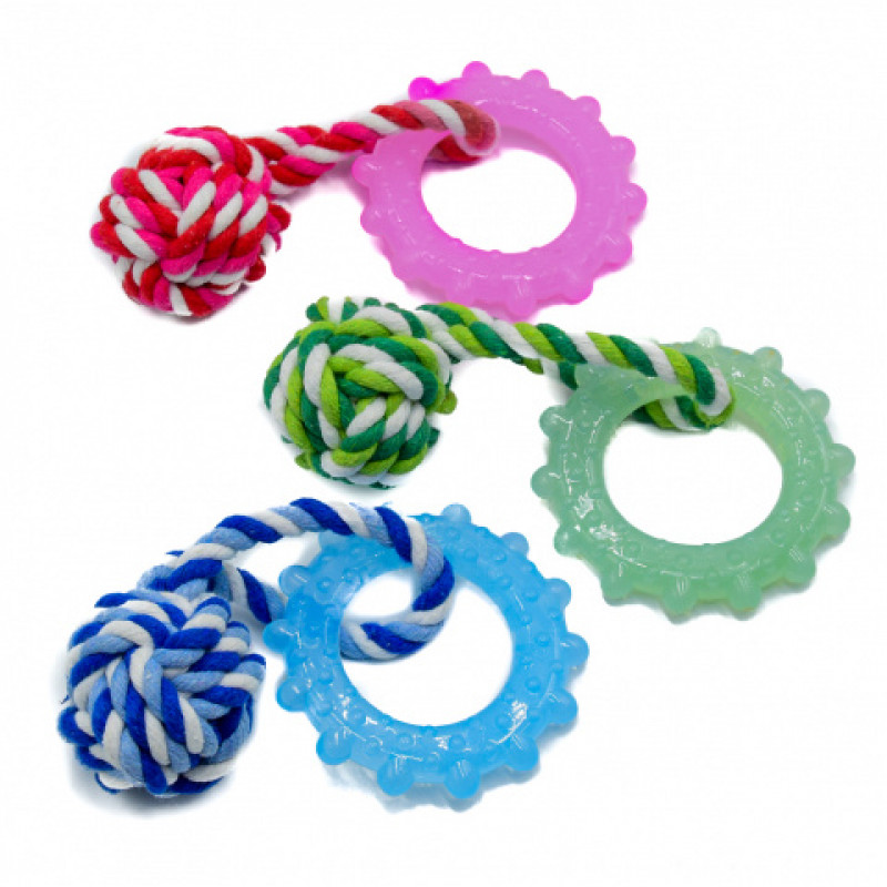 AD Kutyajáték kötél karikával 16x8x5cm 3 színben 176093 (XEH25217609)