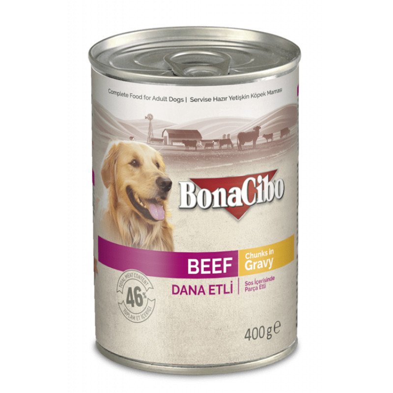 BonaCibo Dog 400 g konzerv felnőtt kutyák részére Beef