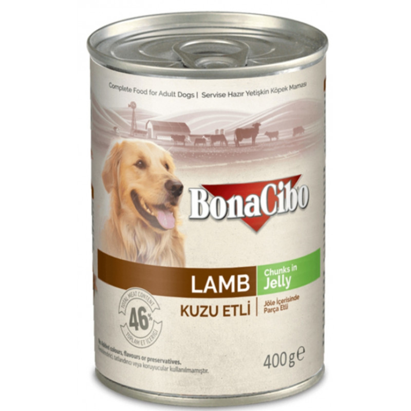 BonaCibo Dog 400 g konzerv felnőtt kutyák részére Lamb