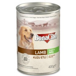 BonaCibo Dog 400 g konzerv felnőtt kutyák részére Lamb Konzerv, nedves táp kutya-macska BonaCibo