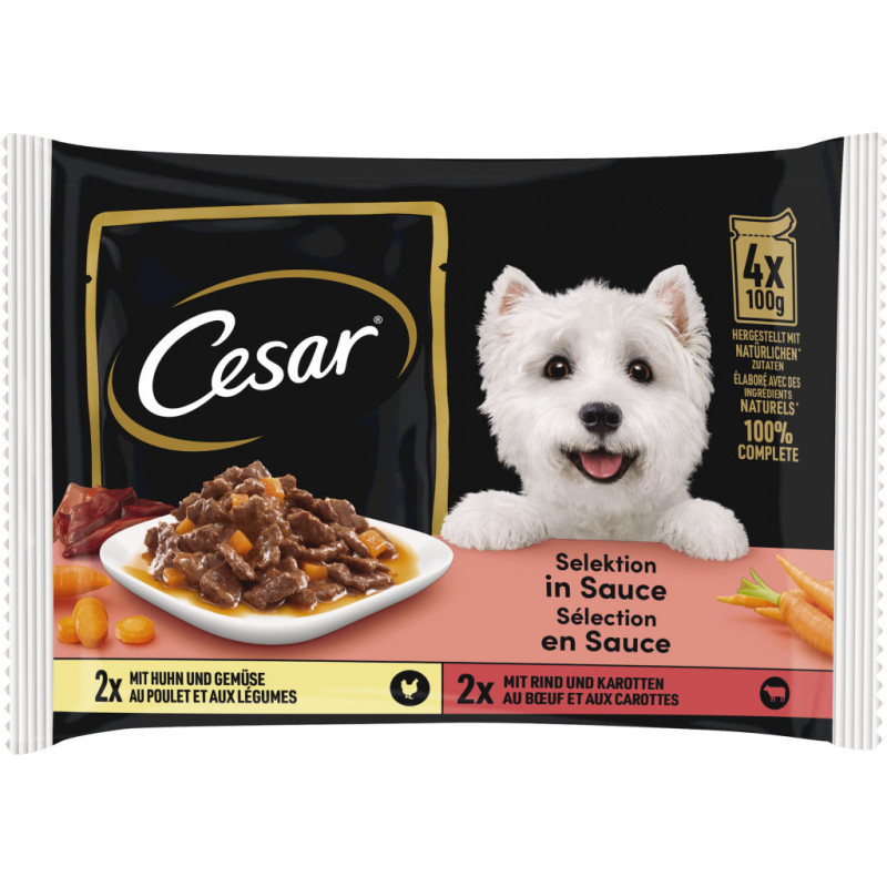 Cesar 4x100 g tasakos eledel szószos csirke+zödségragu, marha+répa