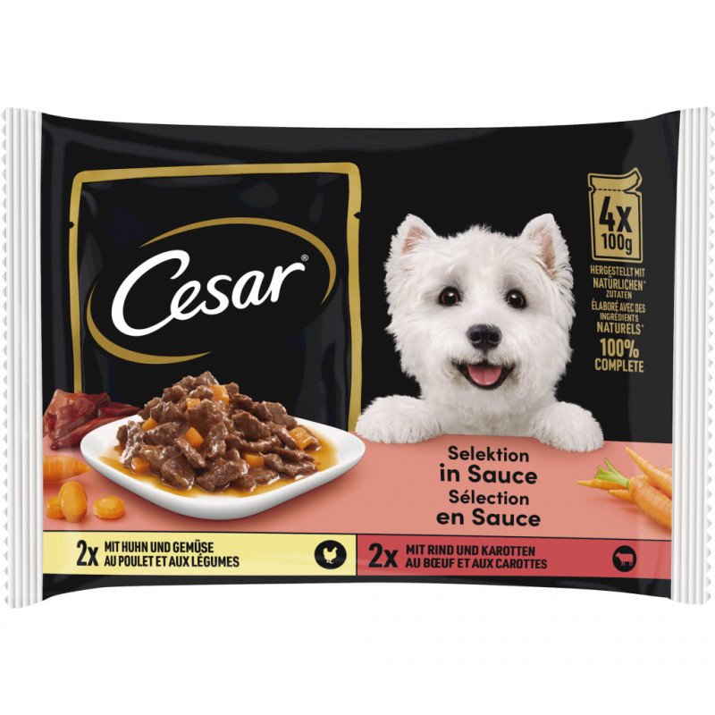Cesar 4x100 g tasakos eledel szószos csirke+zödségragu, marha+répa