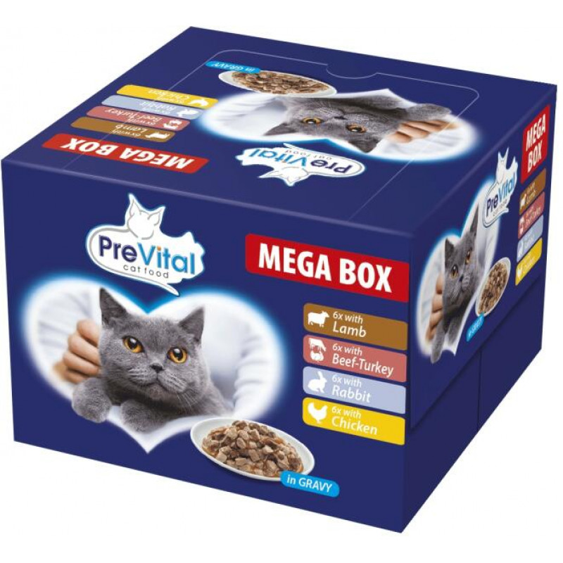 PreVital alutasakos Mega Box 24x100 g bárány-marha-nyúl-csirke