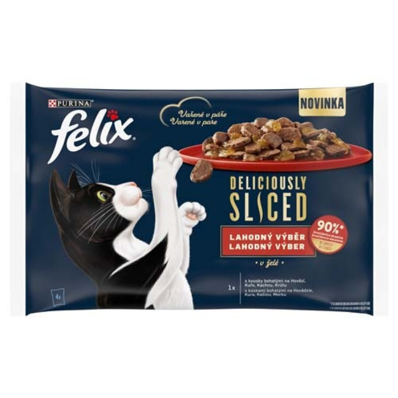 Felix 4x80 g Deliciously Sliced HALAS válogatás aszpikban nedves macskaeledel (475/468)