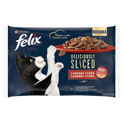 Felix 4x80 g Deliciously Sliced HALAS válogatás aszpikban nedves macskaeledel (475/468) Konzerv, nedves táp kutya-macska Felix