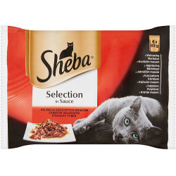 Sheba 4x85 g tasakos cicaeledel húsos Konzerv, nedves táp kutya-macska Sheba