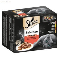 Sheba 12 pack tasakos cicaeledel húsos szószós 12x85 g Konzerv, nedves táp kutya-macska Sheba