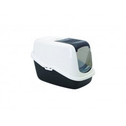 SAVIC 0227-00WZ alombox fedeles wc Nestor aktívszén filterrel fekete-fehér 56x39x38,5 cm Alomtálca, macska WC kutya-macska Savic