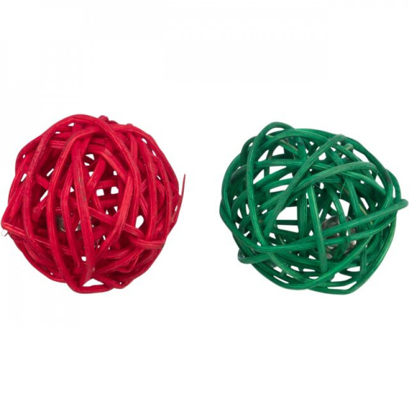 TRIXIE 926542 Xmas rágcsáló játék rattan labdák csengővel 2 db-os 4cm