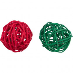 TRIXIE 926542 Xmas rágcsáló játék rattan labdák csengővel 2 db-os 4cm Játék Rágcsáló