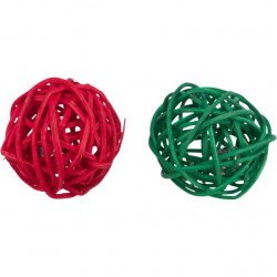 TRIXIE 926542 Xmas rágcsáló játék rattan labdák csengővel 2 db-os 4cm Játék Rágcsáló