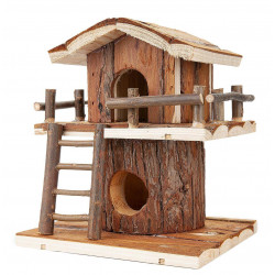 SZB Happet emeletes hörcsög faház nyers fából - 18x18x21,5 cm K744 Odú, fészek, ház Rágcsáló SZB