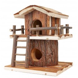 SZB Happet emeletes hörcsög faház nyers fából - 18x18x21,5 cm K744 Odú, fészek, ház Rágcsáló SZB