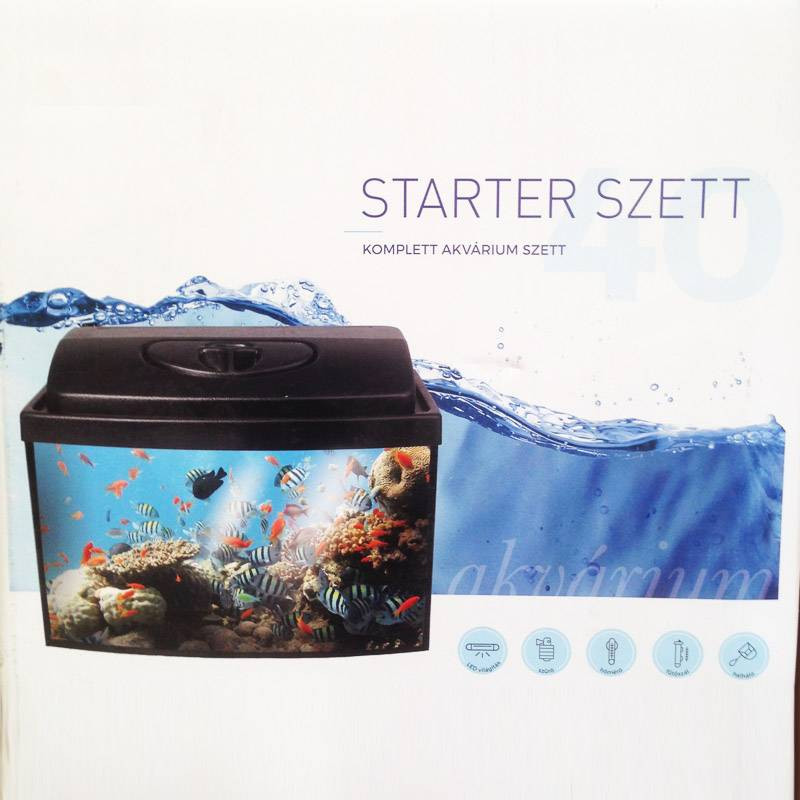 SZER-BER Starter szett 40 szögletes fekete akvárium szett 25 l 40x25x25 cm
