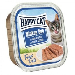 Happy Cat Duo pástétomos falatok - marha-lazac 100 g 149855 Konzerv, nedves táp kutya-macska Happy Cat