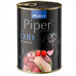 PIPER 400 g konzerv kutyáknak 55 százalékos tőkehal paradicsommal Konzerv, nedves táp kutya-macska PIPER