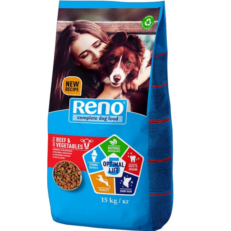 Reno Optimal Life 15 kg száraz kutyatáp marha-zöldség