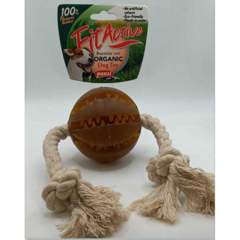 FitActive natúr gumijáték Dental Ball kötélen - játék kutyák részére 316161