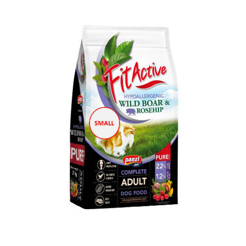 Panzi Fit Active PURE SMALL 3 kg Hypoallergenic WILD BOAR - ROSEHIP (vaddisznó,csipkebogyó) 315850