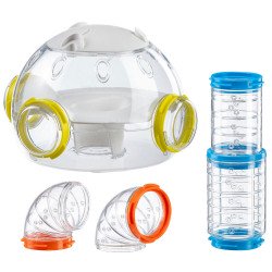 FERPLAST KIT LAB 84835799 4 részes bújócső készlet nyitható:22,5x20,7x14,3cm+teleszkópcső+2db ív cső Ketrec Rágcsáló FERPLAST