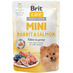 Brit Care Dog alutasakos Mini Fillets in Gravy 85 g Rabbit&Salmon 100218 Konzerv, nedves táp Kutyáknak Brit