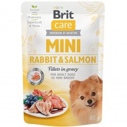 Brit Care Dog alutasakos Mini Fillets in Gravy 85 g Rabbit&Salmon 100218 Konzerv, nedves táp Kutyáknak Brit