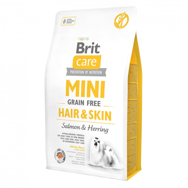 Brit Care gabonamentes Mini Hair&Skin 7 kg lazac+hering sárgaborsóval 170784