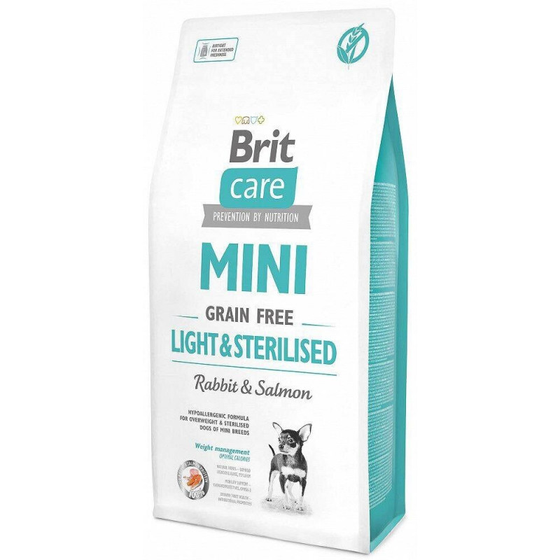 Brit Care gabonamentes Mini Light&Sterilized 7 kg nyúl+lazac sárgaborsóval 170787