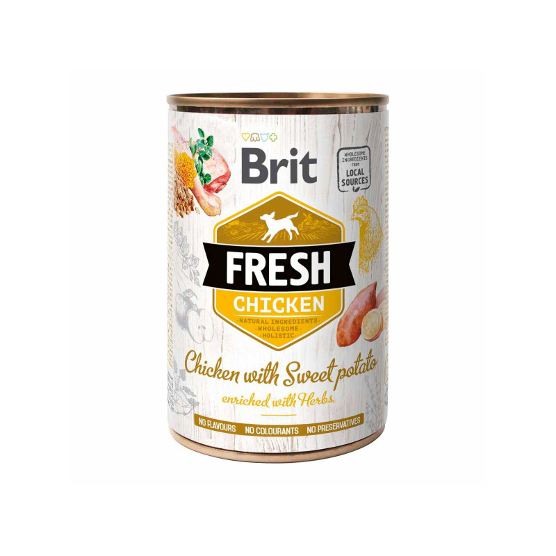 Brit Fresh 400 g konzerv Chicken with Sweet Potato/ csirke édesburgonyávall 104100165