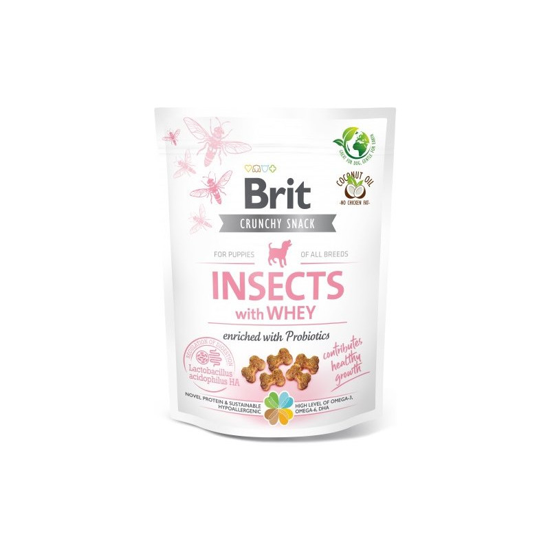 Brit Snack Crunchy Cracker ropogós jutalomfalat 200 g Puppy Insectswith Whey with probiotics 100628