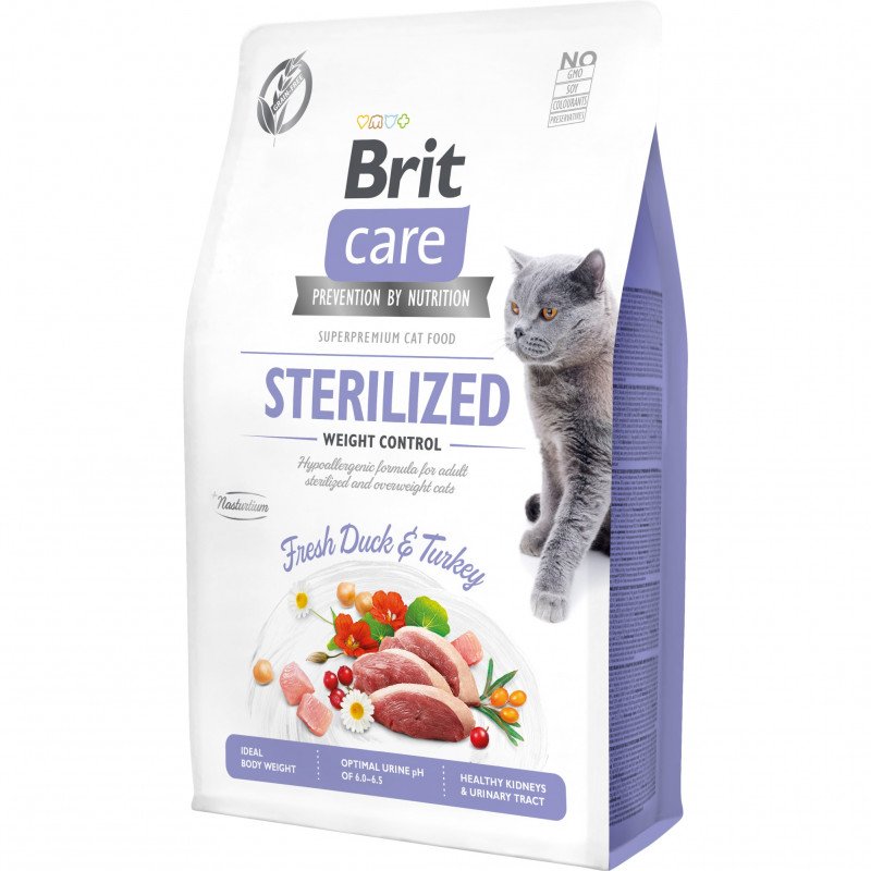 Brit Care Cat GF Senior-Weight 2 kg steril súlyt. kacsa&pulyka 171294
