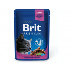 Brit Premium Cat 100 g alutasakos csirke+pulyka 100273 Konzerv, nedves táp Macskáknak Brit