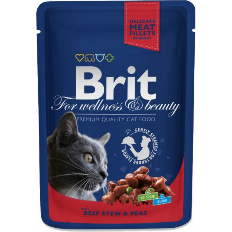 Brit Premium Cat 100 g alutasakos marha+zöldborsó 100270