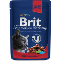 Brit Premium Cat 100 g alutasakos marha+zöldborsó 100270 Konzerv, nedves táp Macskáknak Brit