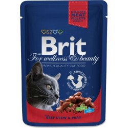 Brit Premium Cat 100 g alutasakos marha+zöldborsó 100270 Konzerv, nedves táp Macskáknak Brit
