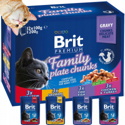 Brit Premium Cat 12x100 g alutasakos családi 1100278 Konzerv, nedves táp Macskáknak Brit