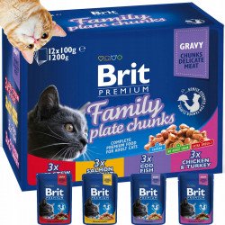 Brit Premium Cat 12x100 g alutasakos családi 1100278 Konzerv, nedves táp Macskáknak Brit