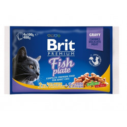 Brit Premium Cat 4x100 g alutasakos halas / tőkehal & lazac & pisztráng 100276 Konzerv, nedves táp Macskáknak Brit