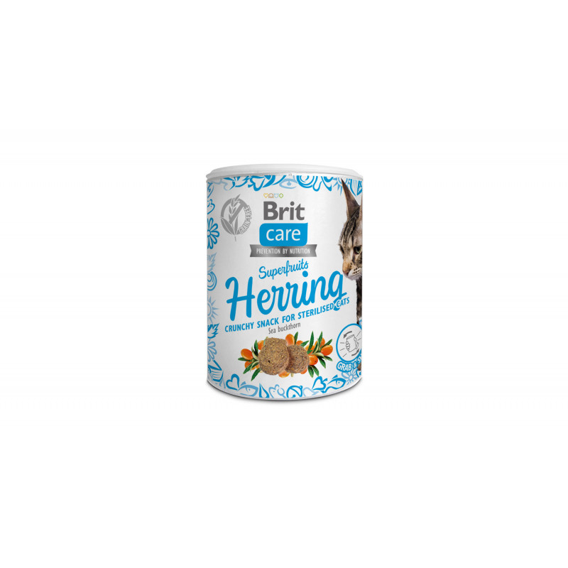 Brit Snack Care Cat GF jutalomfalat Superfruits Herring 100 g ropogós hering- homoktövis 103100653