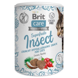 Brit Snack Care Cat GF jutalomfalat Superfruits Insect 100 g ropogós rovar-kókolaj-csbogyó 103100652 Jutalomfalat Macskáknak Brit